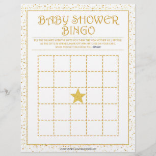 Baby Shower Bingo [Golden Sparkles] Letterhead