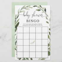 Baby shower bingo greenery eucalyptus wreath