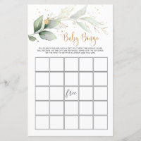 Baby Shower Bingo Greenery Foliage Game