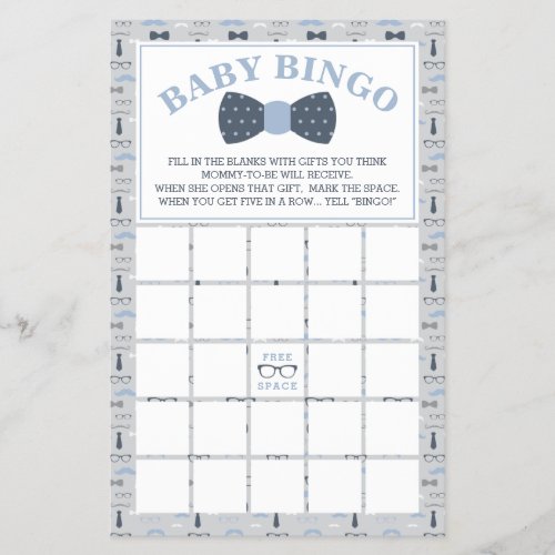 Baby Shower Bingo Little Man Bow Tie Flyer