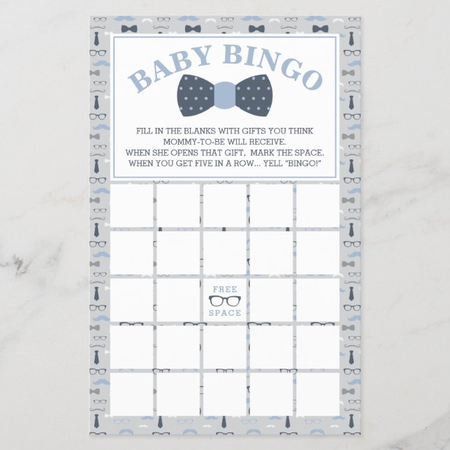 Baby Shower Bingo, Little Man, Bow Tie Flyer (Front)