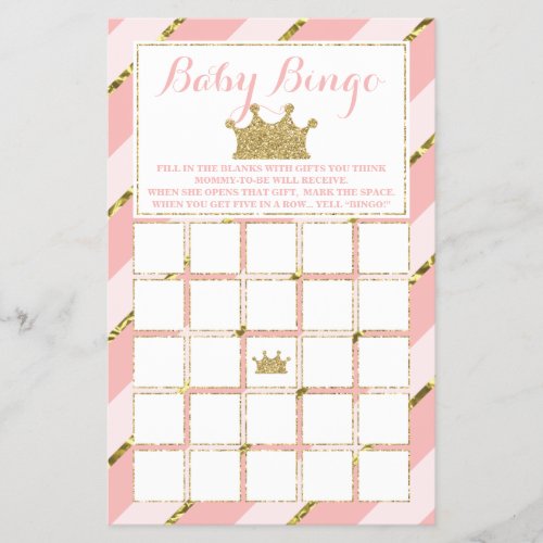 Baby Shower Bingo Little Princess Flyer