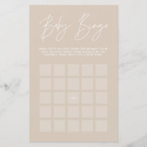 Baby shower bingo modern elegant natural beige