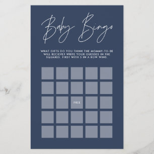 Baby shower bingo modern elenavy blue