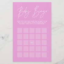 Baby shower bingo modern girly bright cerise pink