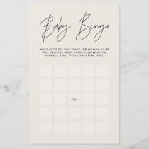 Baby shower bingo modern stylish natural cream