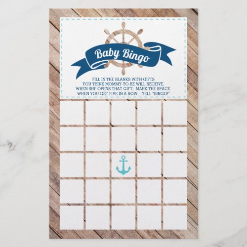 Baby Shower Bingo Nautical Flyer