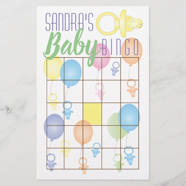 Baby Shower BINGO Paci Bunny Flyer (Front)