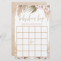 Baby shower bingo Pampas grass boho theme