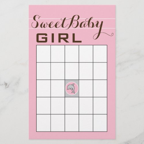 Baby Shower BINGO Pink Dolphin Flyer