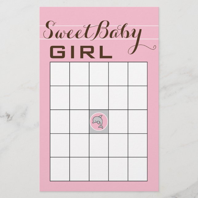 Baby Shower BINGO "Pink Dolphin" Flyer (Front)