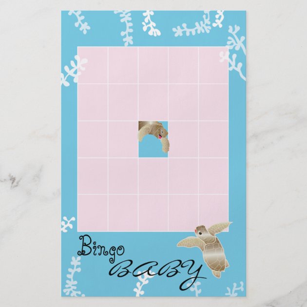 Baby Shower BINGO "Pink/Turquoise Turtle" Flyer