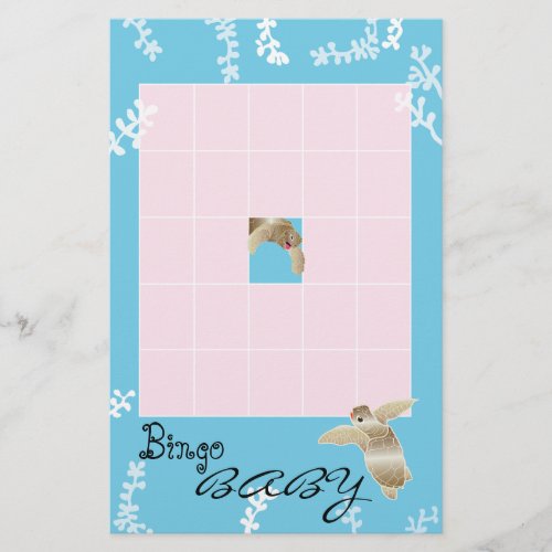 Baby Shower BINGO PinkTurquoise Turtle Flyer