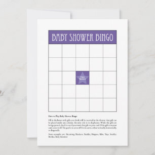 Baby Shower Bingo - Purple Invitation