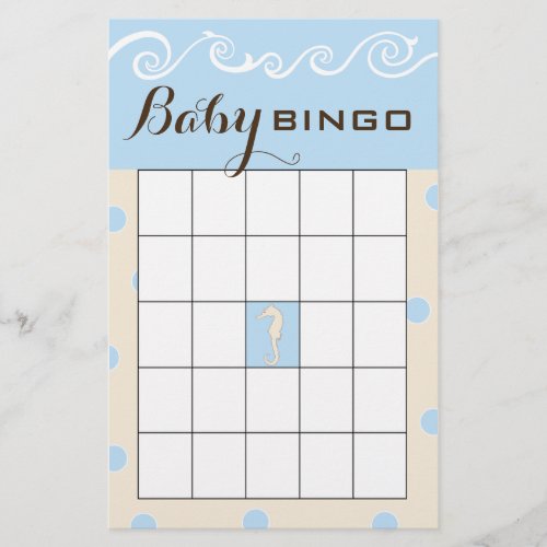 Baby Shower BINGO Sea Mobile CreamBlue Flyer