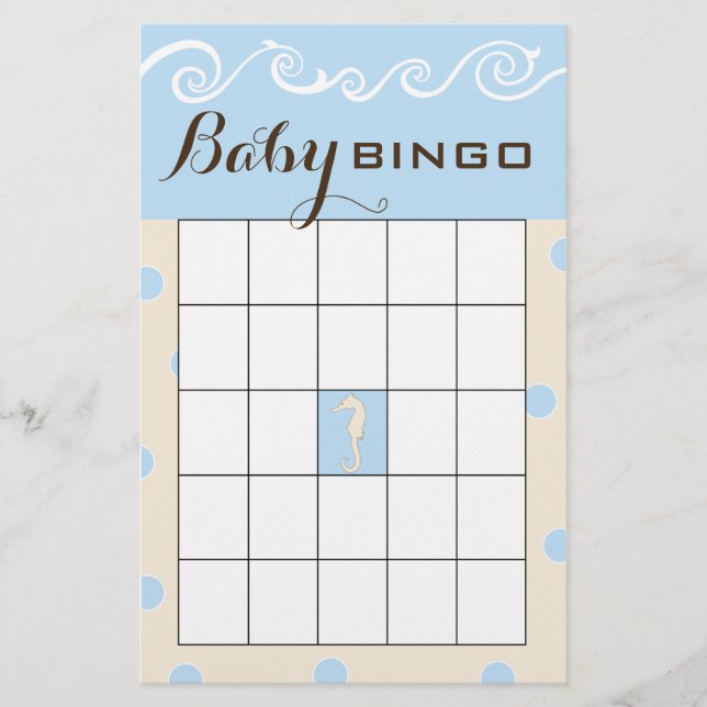 Baby Shower BINGO Sea Mobile Cream/Blue Flyer (Front)