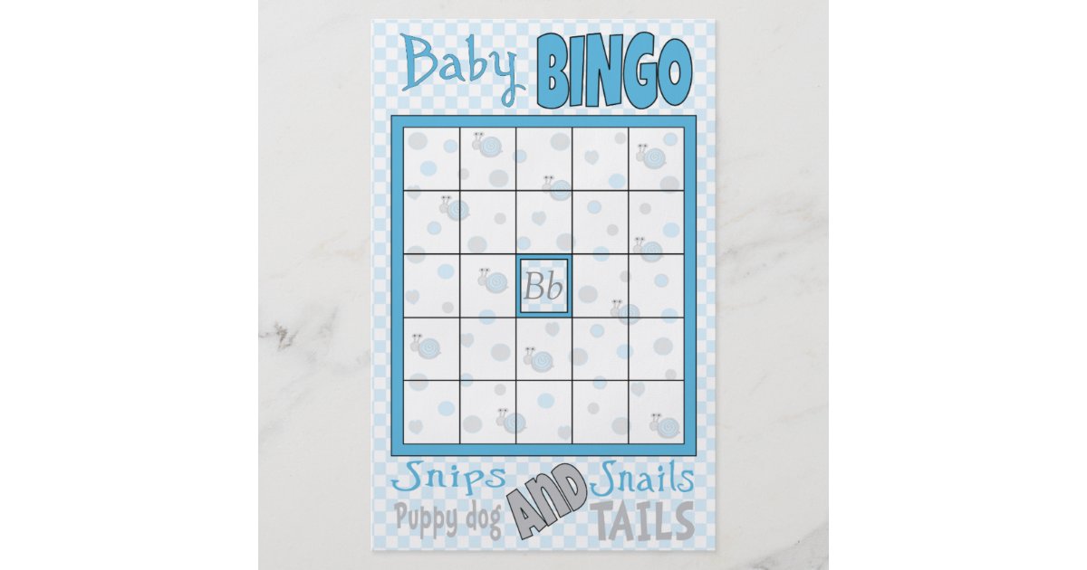 Baby Shower Bingo Snips And Snails Flyer