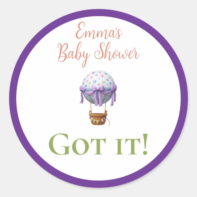 Baby Shower Bingo Stickers – Personalized “Got It! (Front)