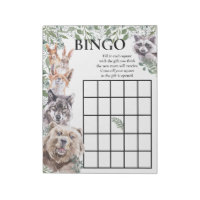 Baby Shower Bingo Woodland Animals Watercolor  Notepad