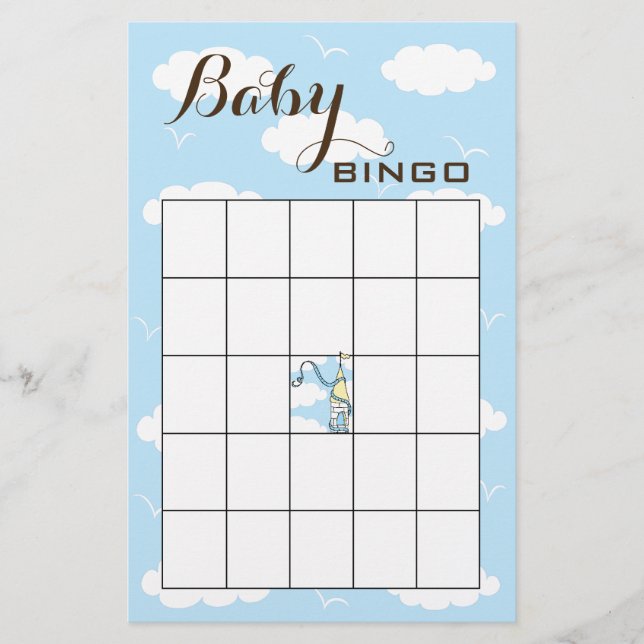 Baby Shower BINGO Yellow/Blue/Castle Flyer (Front)