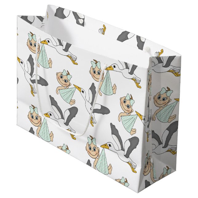 Baby Shower / Birth Gift Bag - Large, Glossy (Front Angled)