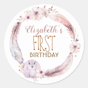 Baby Shower Birthday Little Bunny Classic Round Sticker