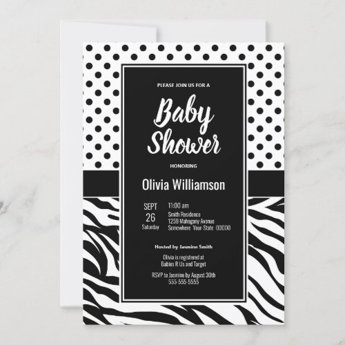 Baby Shower Black and White Party Invitation