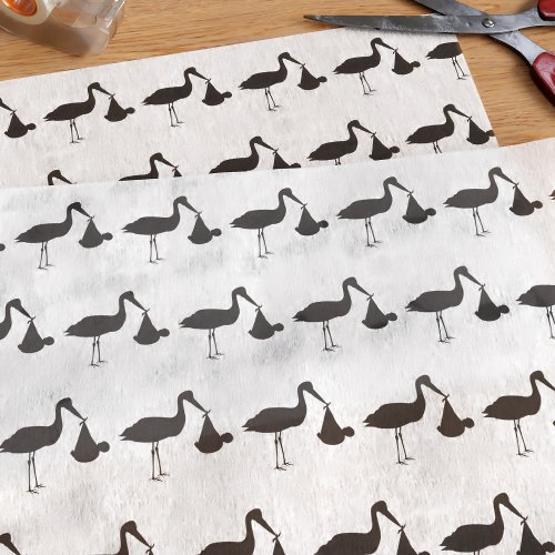 Baby Shower Black and White Stork Pattern Tissue Paper
