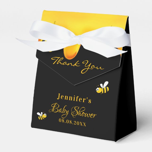 Baby Shower black bumble bees honey thank you Favor Boxes (Front Side)