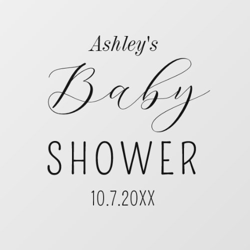 Baby Shower Black White Window Cling