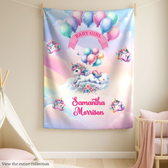 Baby Shower Blanket Unicorn Rainbows Clouds Girl (Baby Shower Blanket Unicorn Rainbows Clouds Girl)