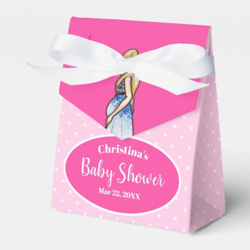Baby Shower Blonde Lady in Maternity Long Dress Favor Boxes