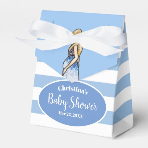 Baby Shower Blonde Lady in Maternity Long Dress Favor Boxes