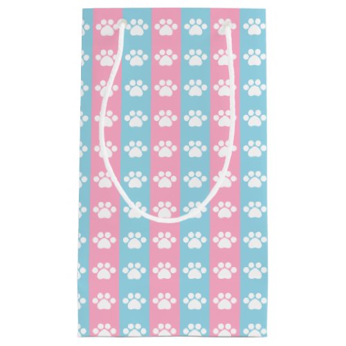 Baby Shower _ Blue and Pink _ Paw Print Theme Small Gift Bag
