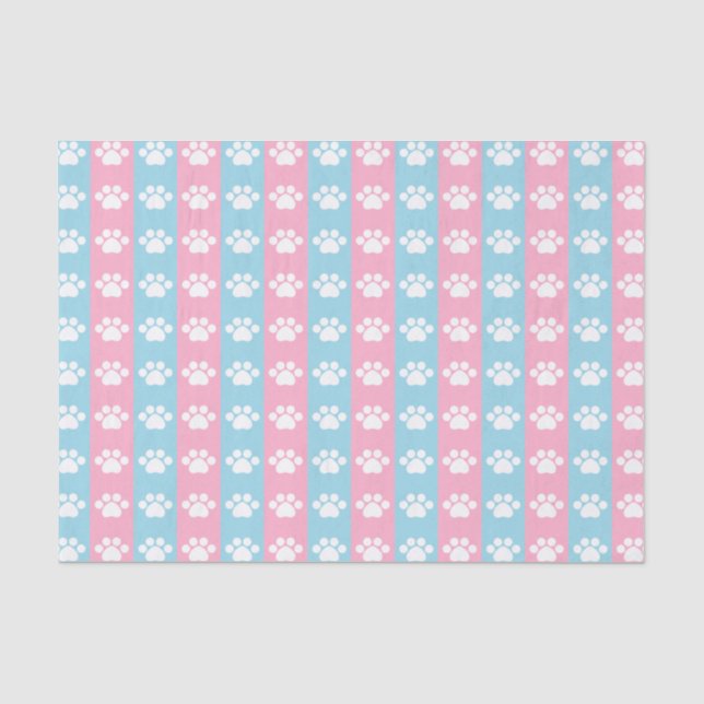 Baby Shower - Blue and Pink - Paw Print Theme Tissue Paper (Front)