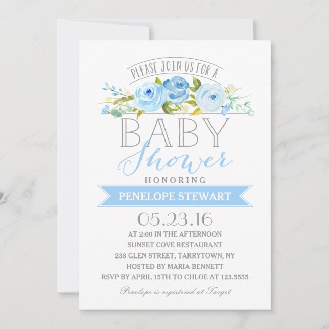Baby Shower Blue | Baby Shower Invitation (Front)