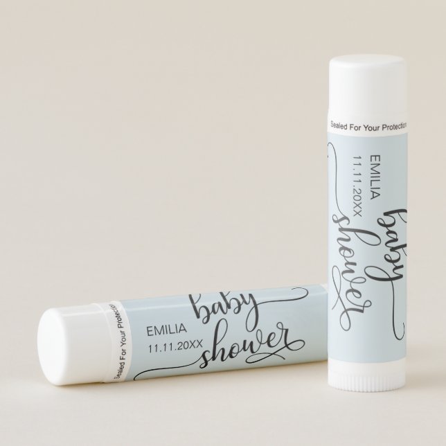 BABY SHOWER Blue Black BOY Gift Favors Lip Balm (Front)