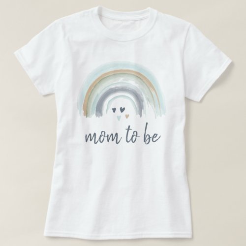  Baby Shower Blue Boho Rainbow Mom To Be  T_Shirt