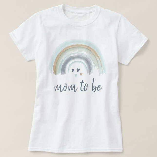  Baby Shower Blue Boho Rainbow Mom To Be  T-Shirt (Design Front)