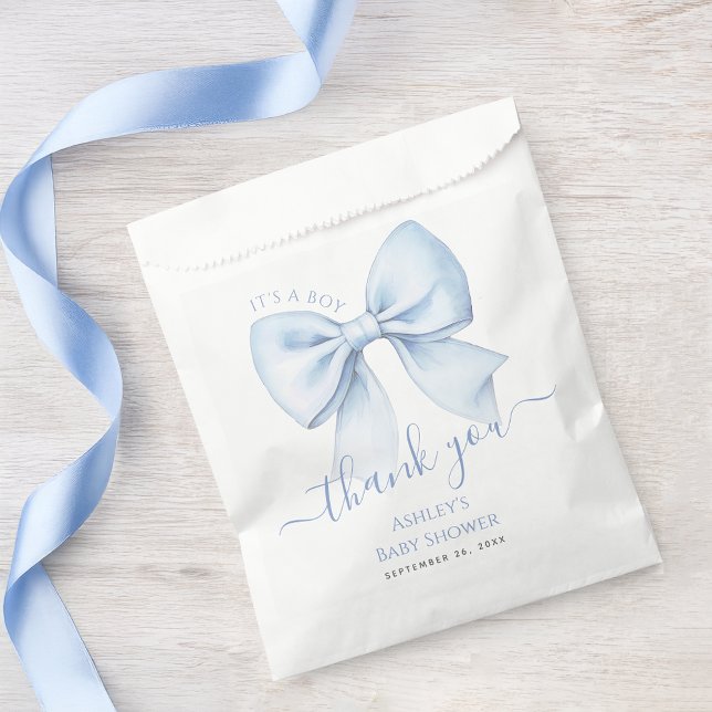 Baby Shower Blue Bow It's a Boy Thank You Favor Bag (Creator Uploaded)