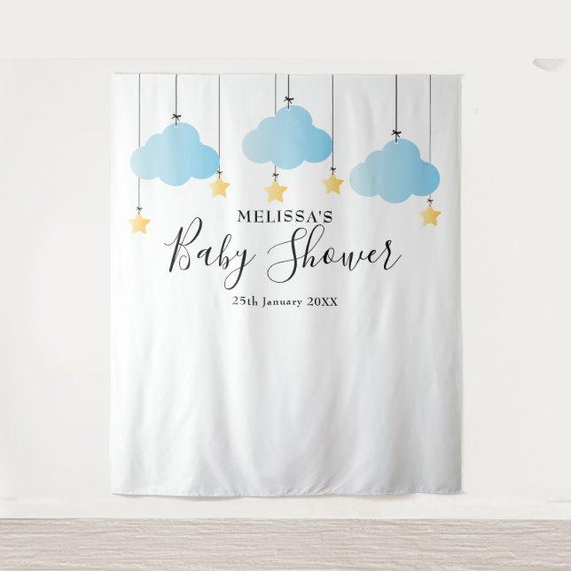 Baby Shower Blue Boy Photo Booth Backdrop (Front)