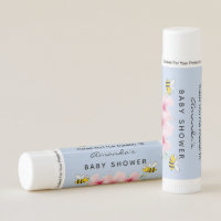 Baby shower blue boy pink bumble bees thank you lip balm