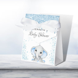 Baby Shower blue boy white cute elephant Favor Boxes