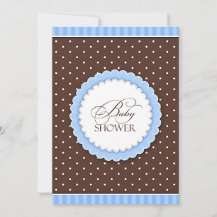 Baby Shower Blue Brown Flat Invitation