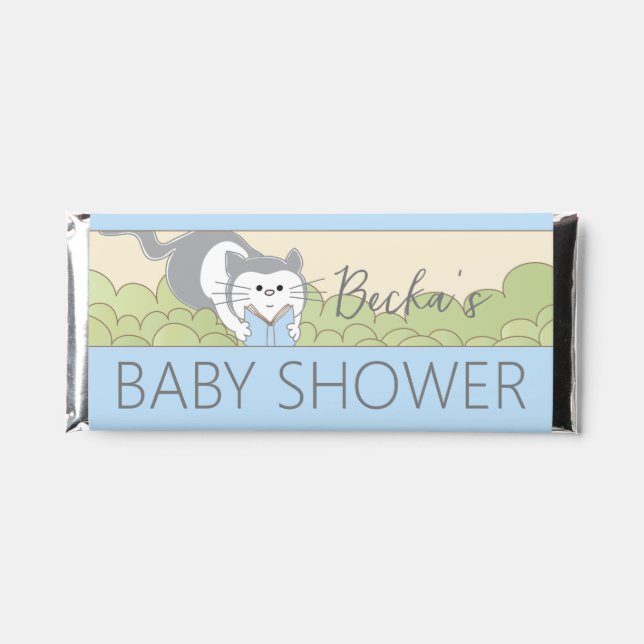Baby Shower Blue Build a Library Hershey Bar Favors (Front)