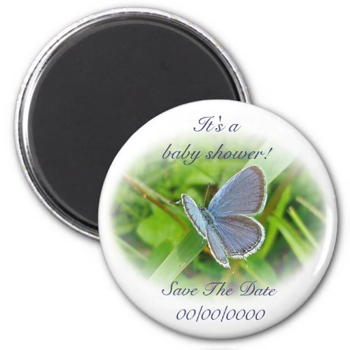 Baby Shower Blue Butterfly Save The Date Magnet