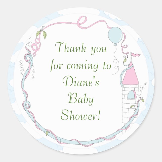 Baby Shower Blue/Castle Stickers 1 1/2" or 3" (Front)