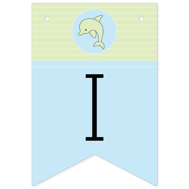 Baby Shower Blue/Dolphin, Swallowtail Banner (First Flag)