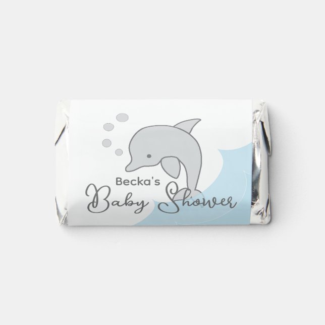 Baby Shower Blue Dolphins in a Bubble Hershey's Miniatures (Front)