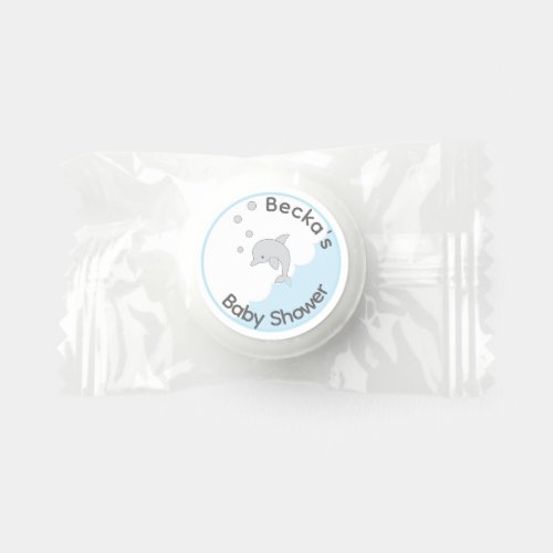 Baby Shower Blue Dolphins in a Bubble Life Saver Mints